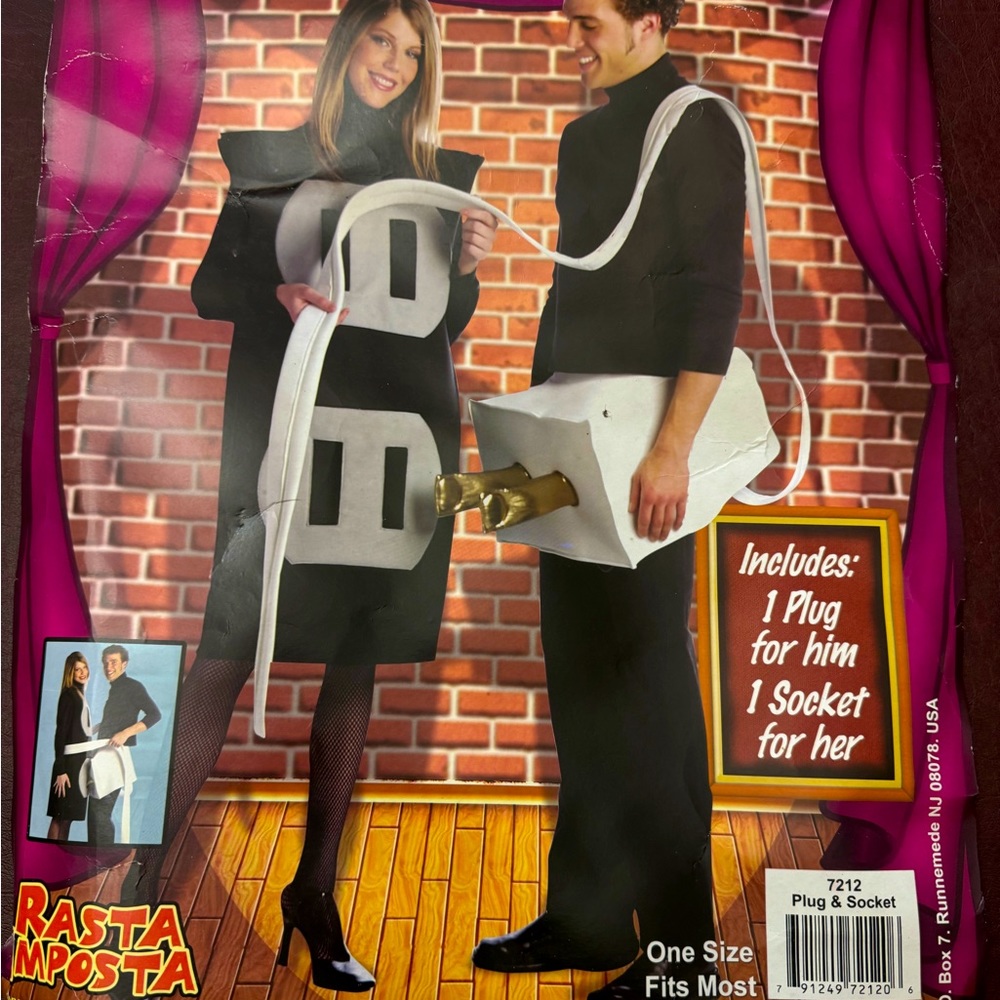 Halloween costume adult couple plug and socket